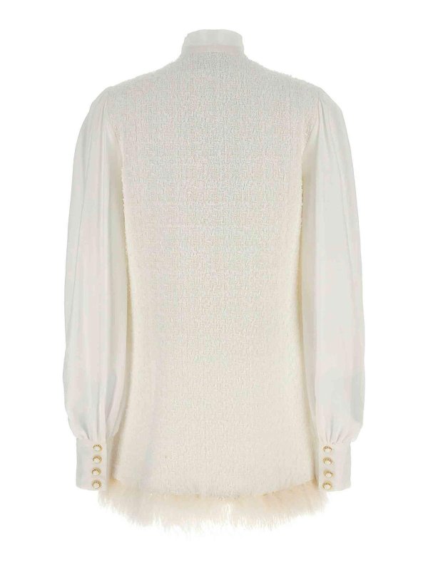 Balmain: ニーレングスドレス online - 膝丈ドレス - 白