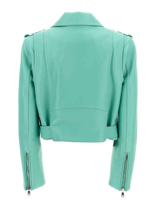 The Best Shops Balmain: Lederjacken - Lederjacke - Hellblau