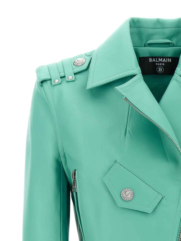 Lederjacke - Hellblau shop online: Balmain