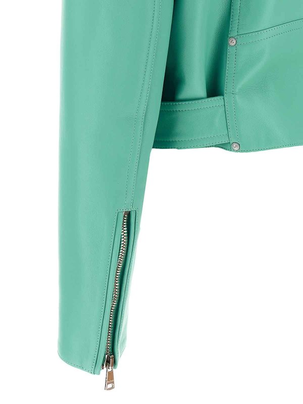 Balmain buy online Lederjacke - Hellblau