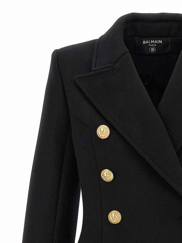 The Best Shops Balmain: short coats - Logo Button Double-Breasted Coat