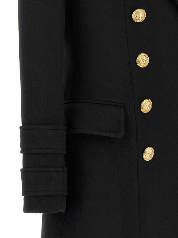 Logo Button Double-Breasted Coat shop online: Balmain