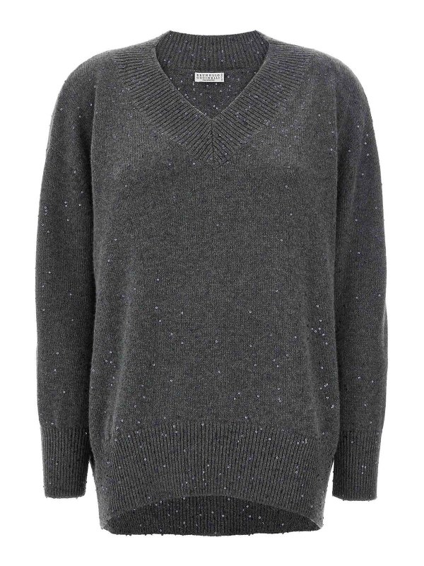 BRUNELLO CUCINELLI: v necks - Sequin Sweater