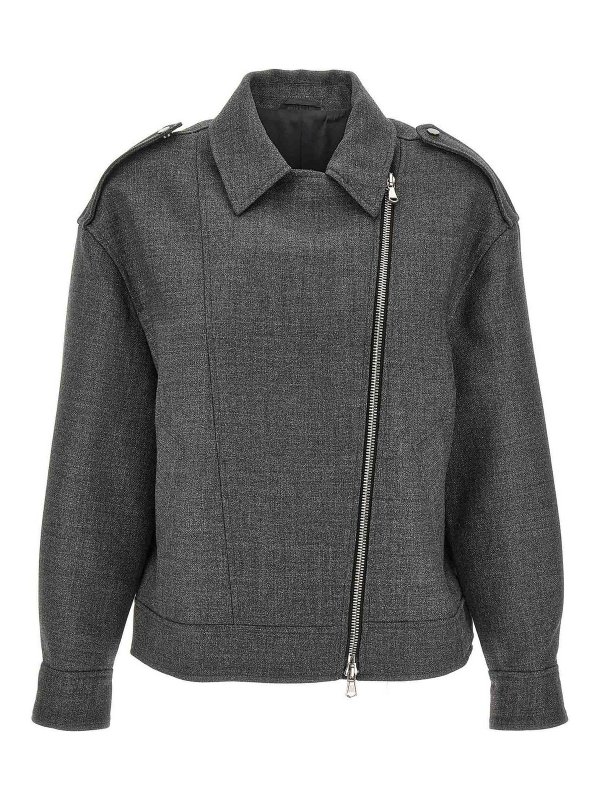 BRUNELLO CUCINELLI: leather jacket online - Wool Biker Jacker