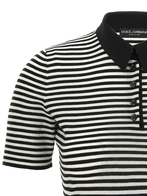 The Best Shops DOLCE & GABBANA: polo shirts - Striped Cropped Polo Shirt