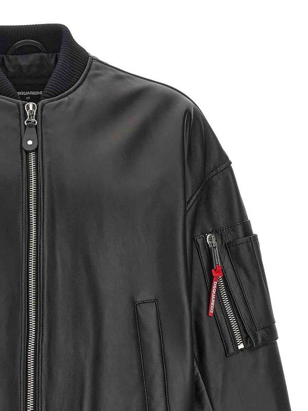 The Best Shops DSQUARED2: bombers - Leather Bomber Jacket