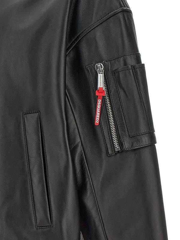 Leather Bomber Jacket shop online: DSQUARED2