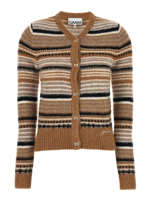 GANNI: Cardigans - Cardigan - Beige