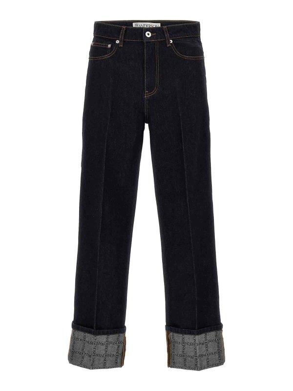 J.W. ANDERSON: bootcut jeans - Logo Grid Turn Up Workwear Jeans