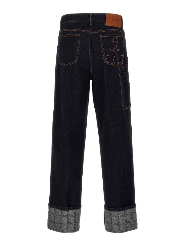 J.W. ANDERSON: bootcut jeans online - Logo Grid Turn Up Workwear Jeans