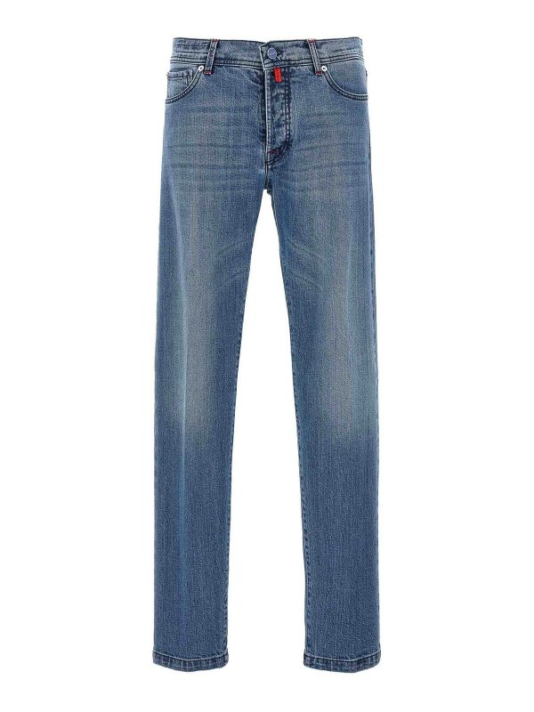 KITON: Bootcut - Bootcut Jeans - Hellblau