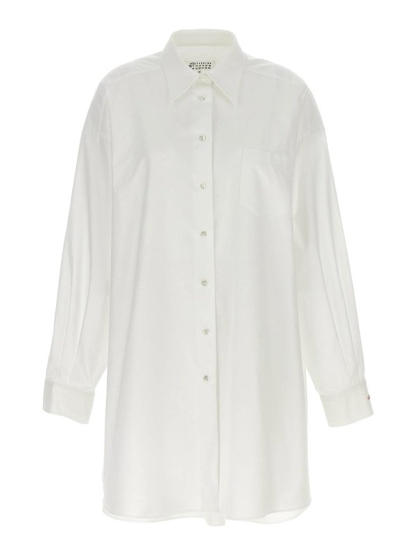 Maison Margiela: Robe longueur genou - Robe Au Genou - Blanc