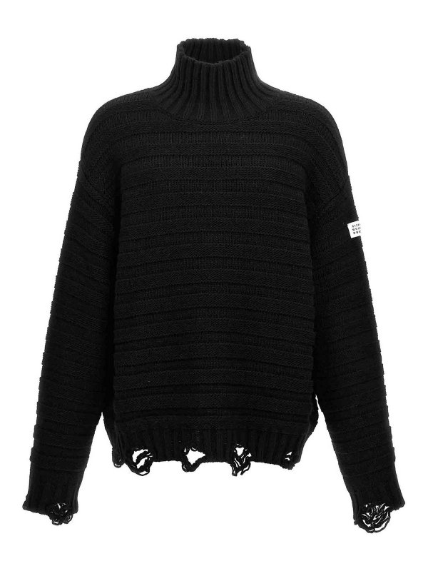 MM6 MAISON MARGIELA: Turtlenecks & Polo necks - Destroyed Ribbed Sweater