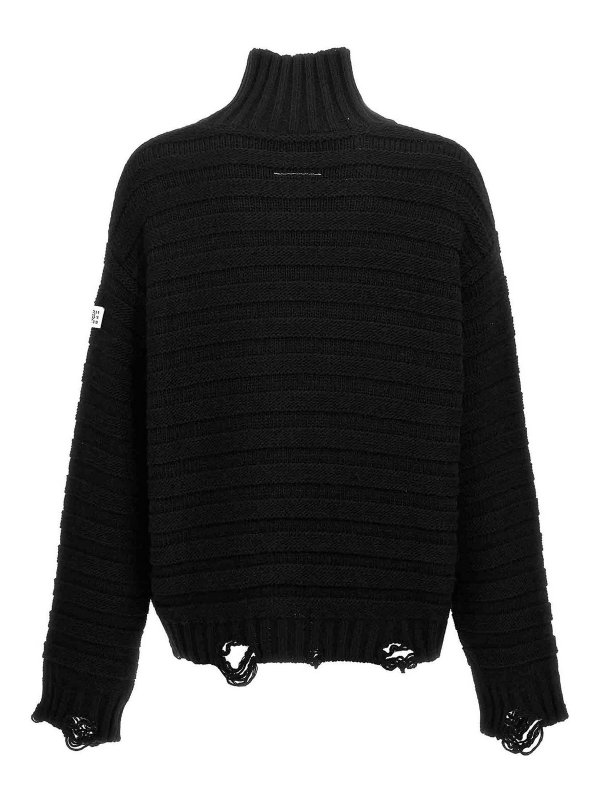 MM6 MAISON MARGIELA: Turtlenecks & Polo necks online - Destroyed Ribbed Sweater