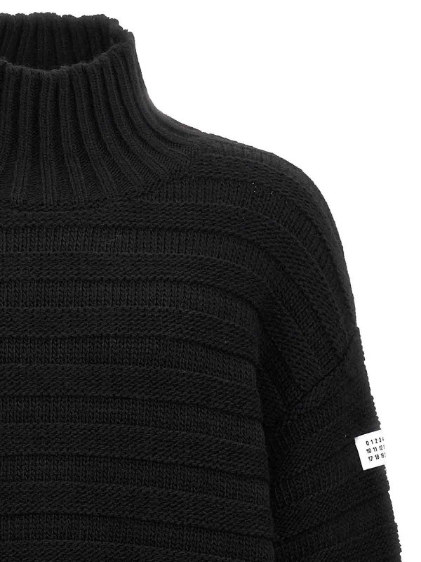 The Best Shops MM6 MAISON MARGIELA: Turtlenecks & Polo necks - Destroyed Ribbed Sweater