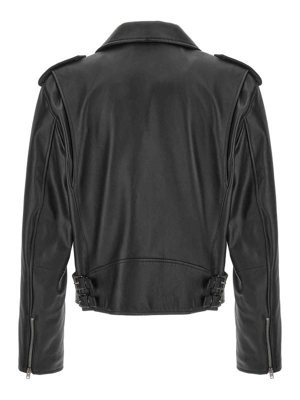 The Best Shops MOSCHINO: leather jacket - Logo Leather Jacket