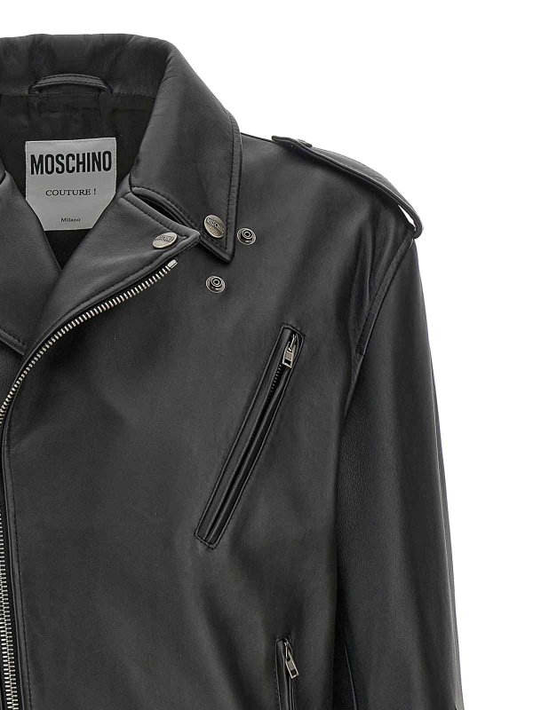 Logo Leather Jacket shop online: MOSCHINO