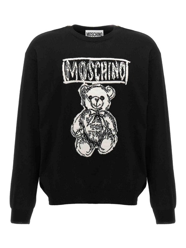 MOSCHINO: maglia collo rotondo - Logo Intarsia Sweater