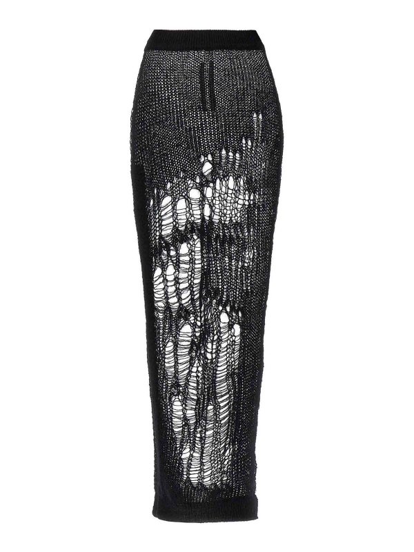RICK OWENS: ニーレングススカート＆ミディ丈 - 膝丈/ミディスカート - 黒