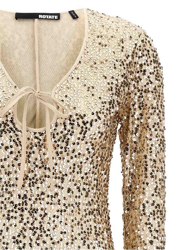 The Best Shops ROTATE Birger Christensen: Vestidos media pierna - Vestido Midi - Dorado