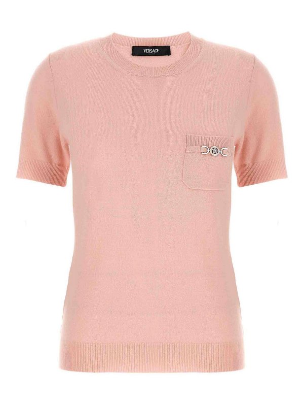 VERSACE: Strickpullover mit Rundhalsausschnitt - Rundhalspullover - Nude