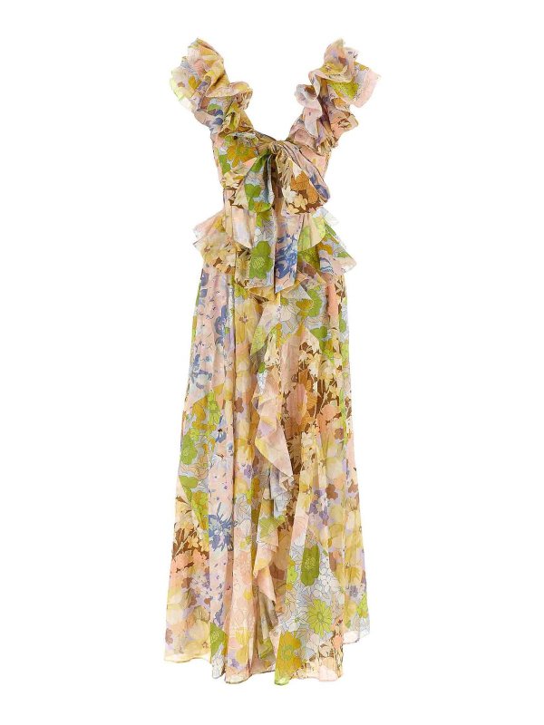 ZIMMERMANN: maxi dresses online - Ruffled Shoulder Dress