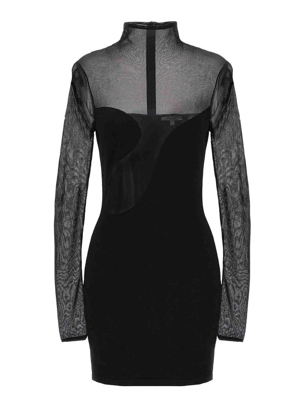 NENSI DOJAKA: short dresses - Fitted Semisheer Dress