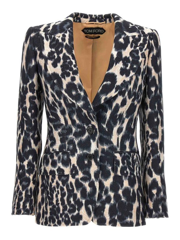 TOM FORD: blazers - Animal Print Single-Breasted Blazer