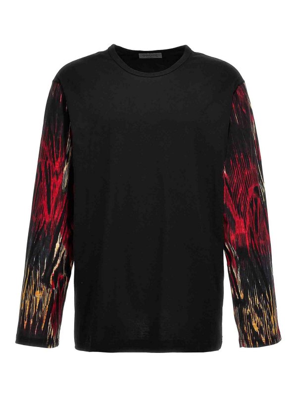 YOHJI YAMAMOTO: t-shirts - Contrast Sleeve T-Shirt