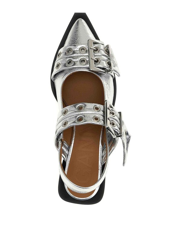 フラットシューズ - 銀 shop online: GANNI