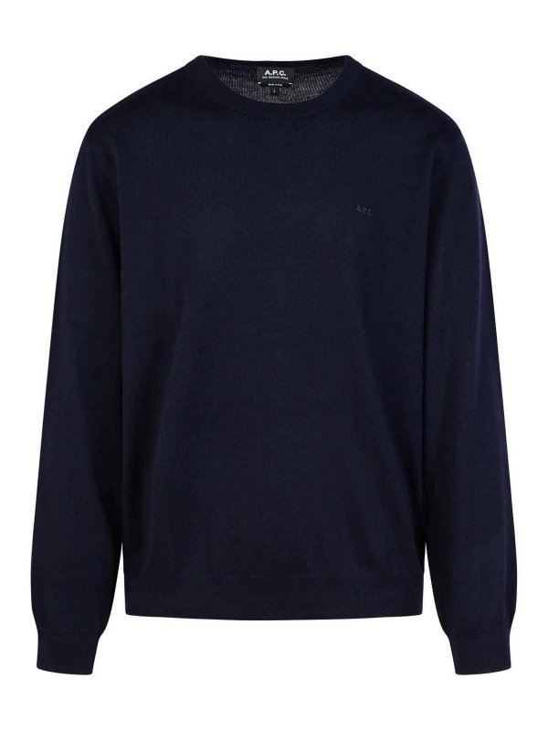 A.P.C.: crew necks - Matt Navy Wool Sweater