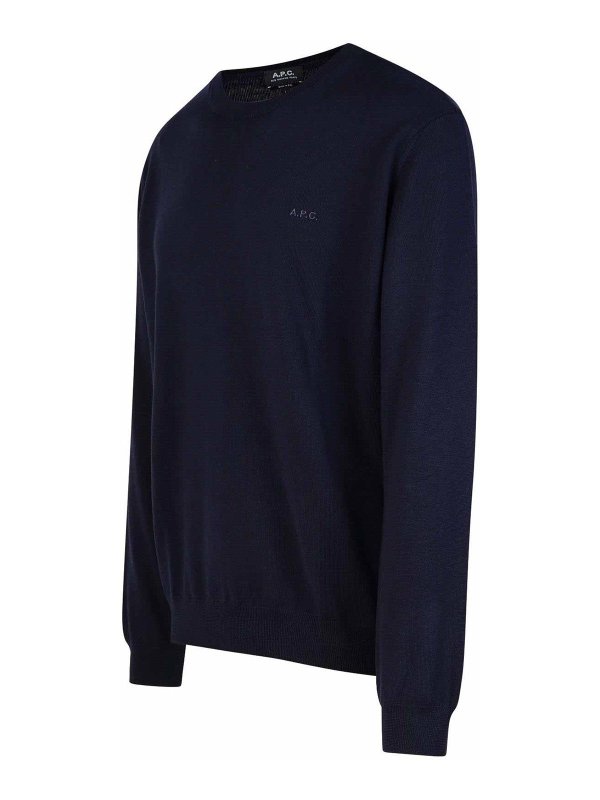 The Best Shops A.P.C.: crew necks - Matt Navy Wool Sweater