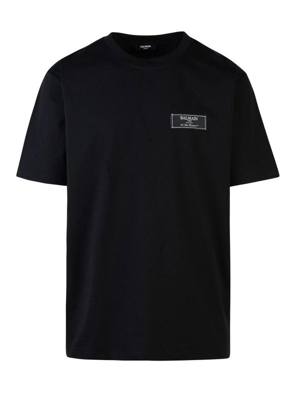 Balmain: t-shirts - Black Cotton T-Shirt