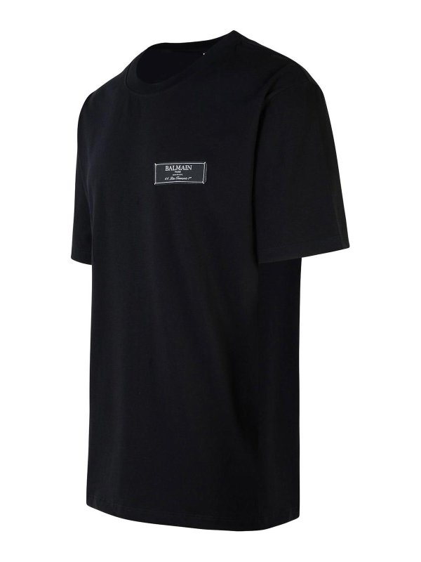 The Best Shops Balmain: t-shirts - Black Cotton T-Shirt