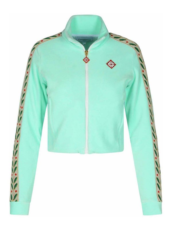 CASABLANCA: Sweatshirts & Sweaters - Track Laurel Cotton Blend Sweatshirt