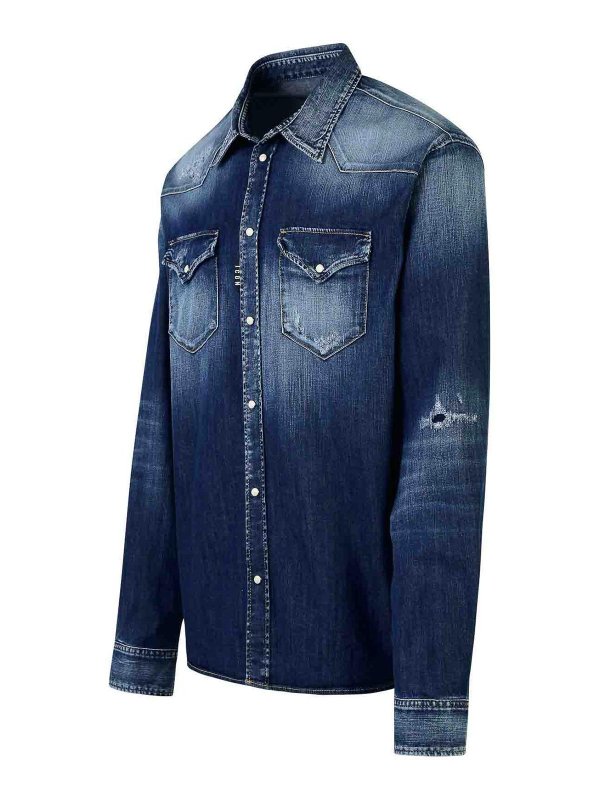 The Best Shops DSQUARED2: shirts - Blue Cotton Shirt