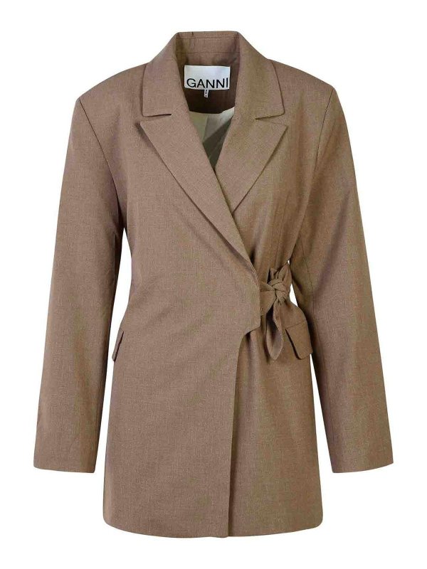 GANNI: blazers - Shiitake Viscose Blend Blazer