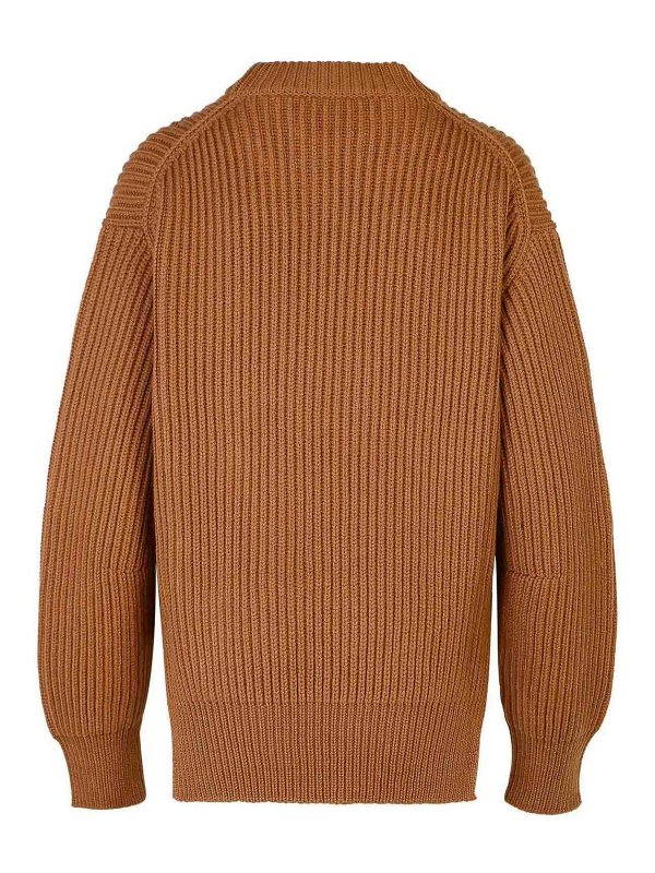 JIL SANDER: crew necks online - Brown Wool Sweater