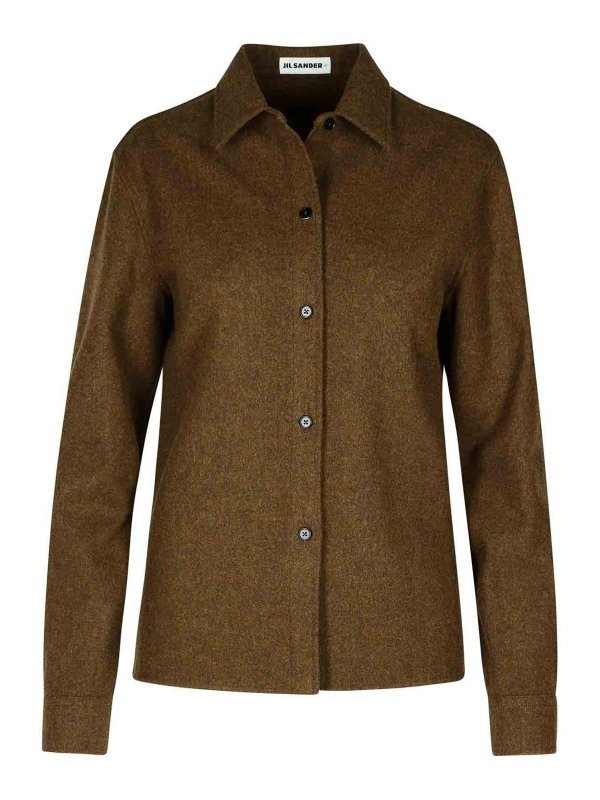 JIL SANDER: shirts - Brown Wool Shirt