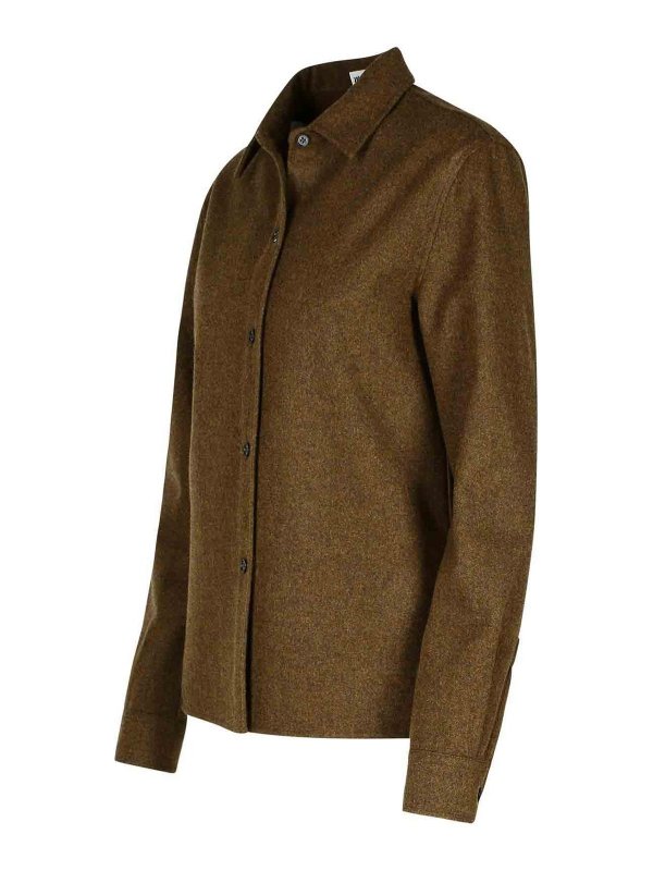 The Best Shops JIL SANDER: shirts - Brown Wool Shirt