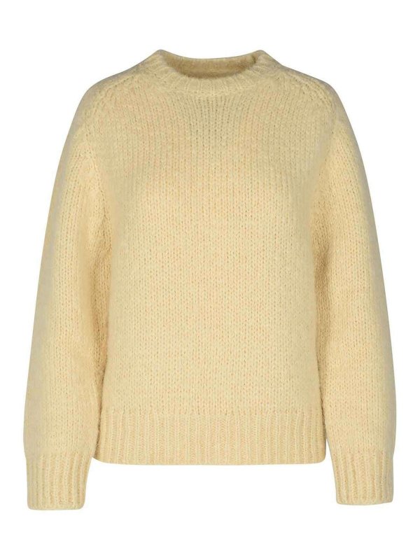 JIL SANDER: Strickpullover mit Rundhalsausschnitt - Rundhalspullover - Creme