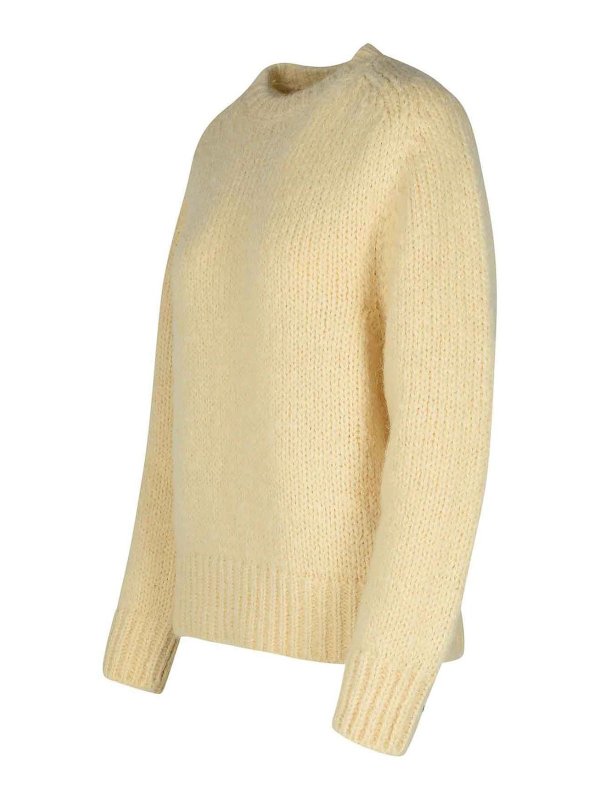 The Best Shops JIL SANDER: Strickpullover mit Rundhalsausschnitt - Rundhalspullover - Creme