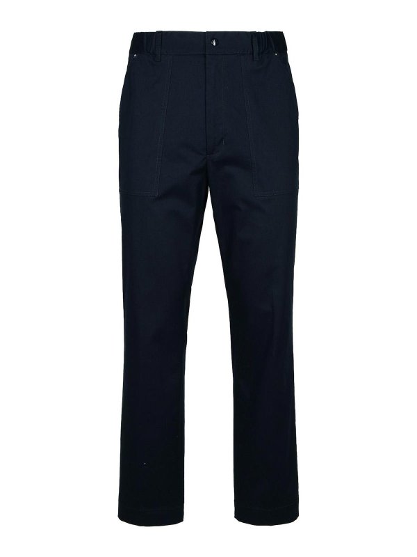 MONCLER: カジュアルトラウザー - カジュアルパンツ - ダークブルー