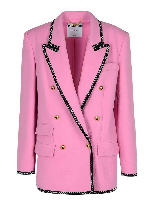 MOSCHINO: giacche blazer - Blazer In Misto Viscosa Rosa