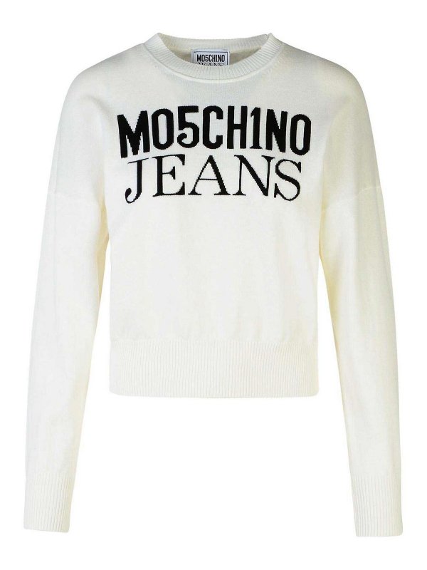 MOSCHINO JEANS: Pull col rond - Pull Col Rond - Blanc