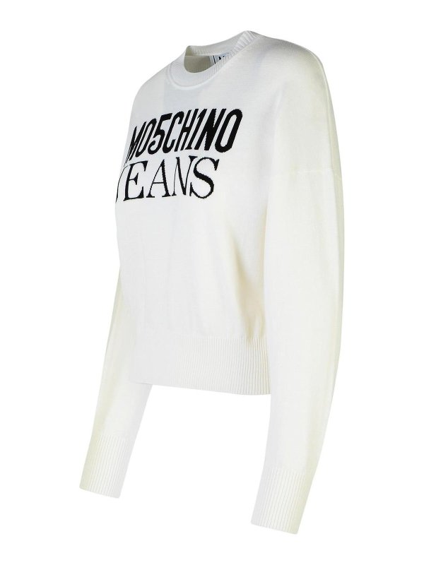 The Best Shops MOSCHINO JEANS: Pull col rond - Pull Col Rond - Blanc