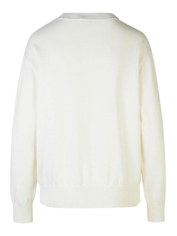 MOSCHINO JEANS: maglia collo rotondo online - Maglione in cotone bianco
