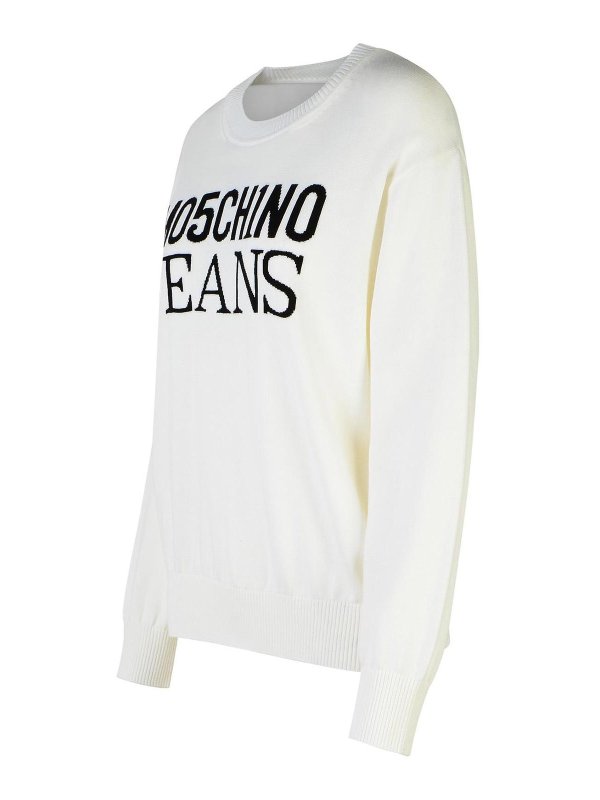 The Best Shops MOSCHINO JEANS: maglia collo rotondo - Maglione in cotone bianco