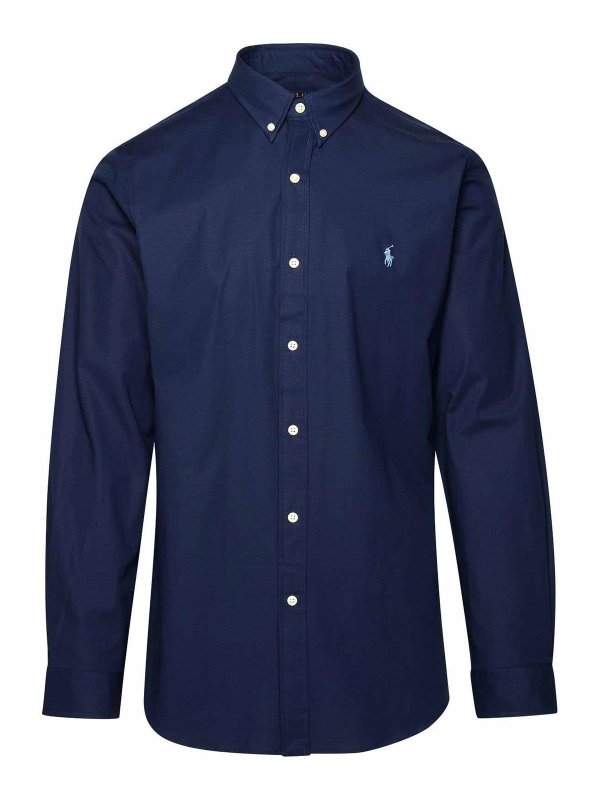 POLO RALPH LAUREN: camicie - Camicia in cotone elasticizzato blu scuro