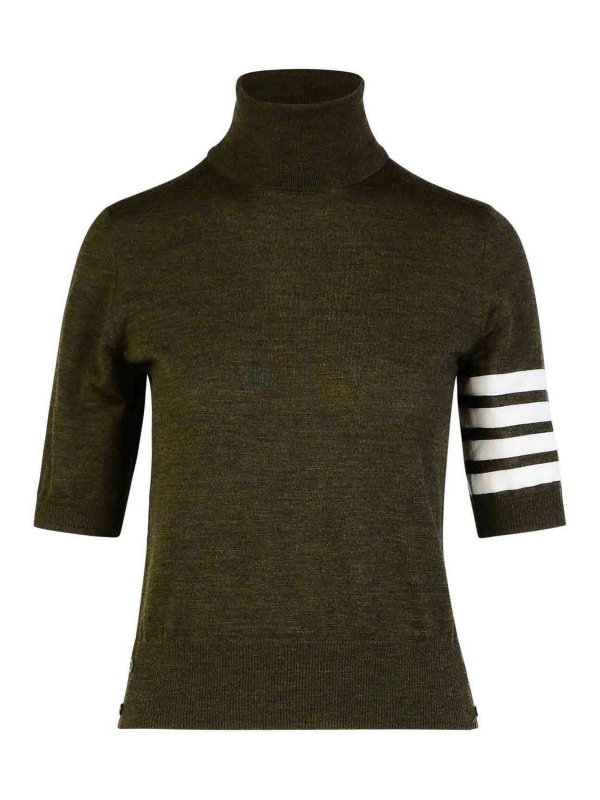 THOM BROWNE: Turtlenecks & Polo necks - 4-Bar Green Wool Turtleneck Sweater